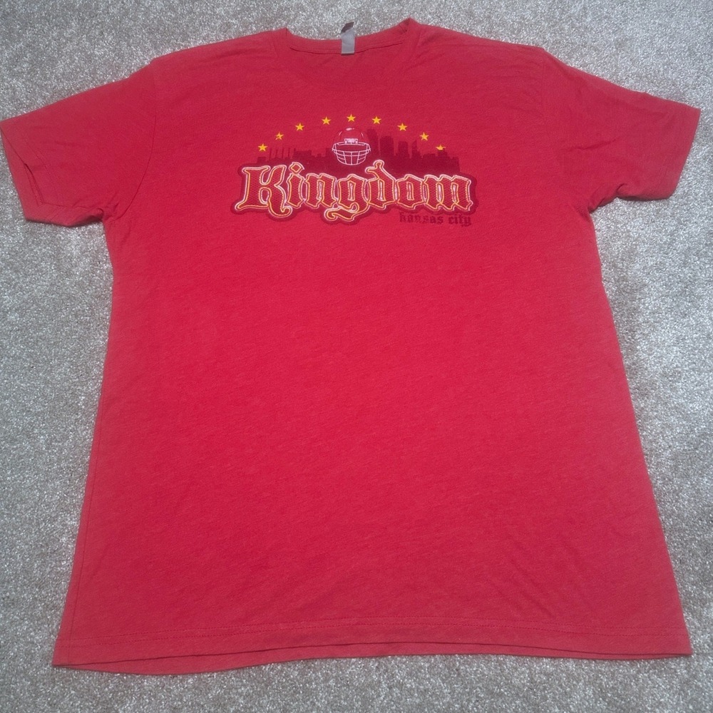 Next Level Mens L Kansas City Kingdom Football Graphic Tee Red T-Shirt Sport Fan